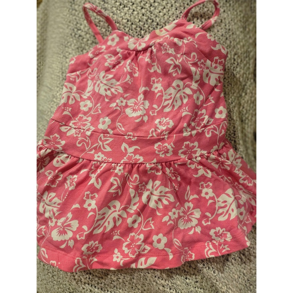 Faded Glory Infants Pink Hibiscus Floral Sun Dress Y2K Tropical 12M FG1272051